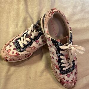 Coach G3613 Women's Floral Sneakers  like new - Pink and White